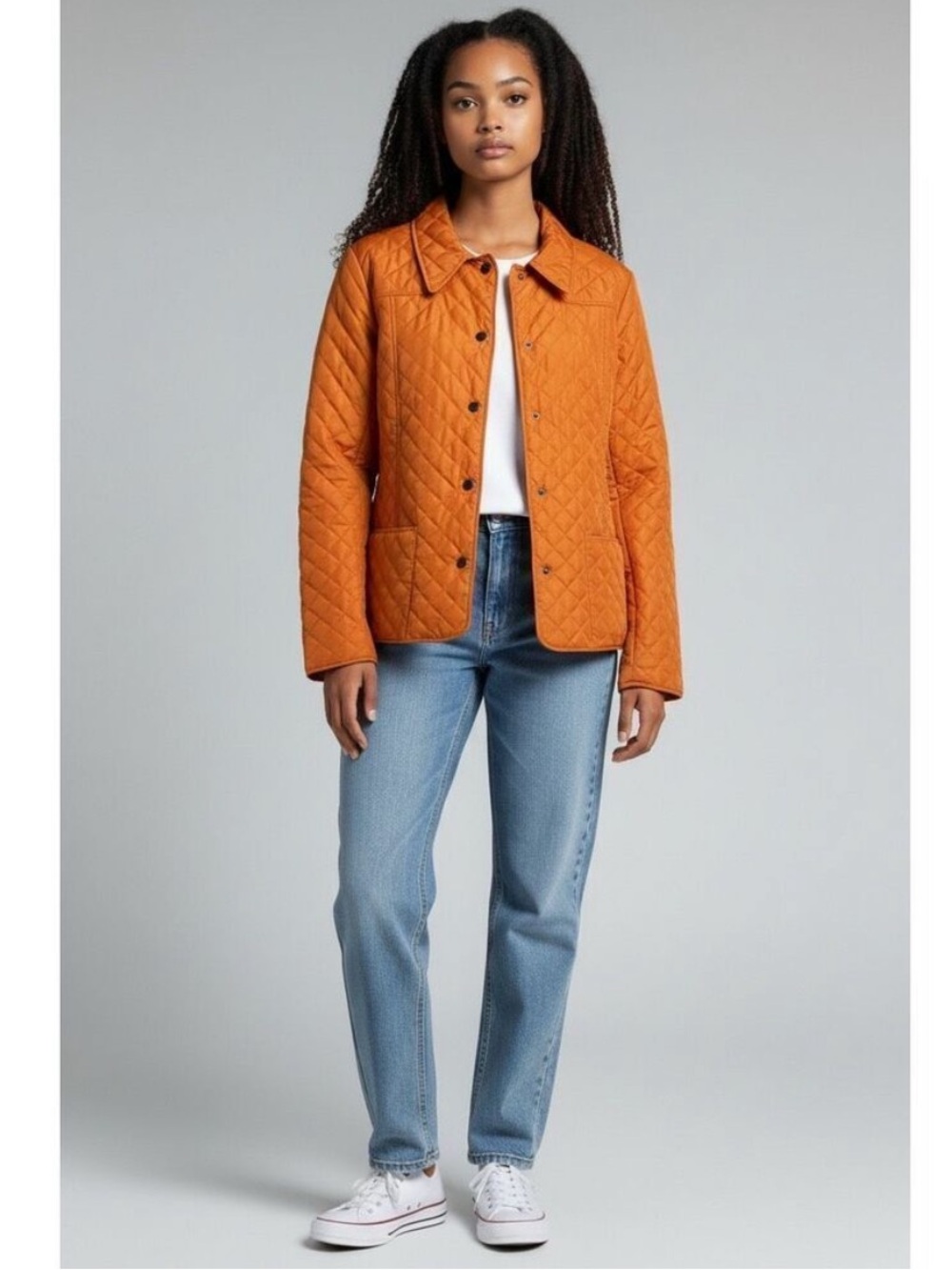 G.H. BASS & CO. Quilted Barn Jacket in Bright Orange with Pockets
